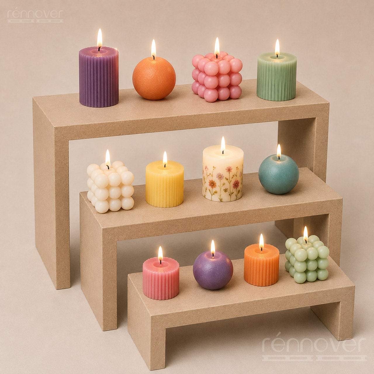 3-Tier MDF Display Risers – Modern 16cm Deep Stand for Retail, Events & Home Displays