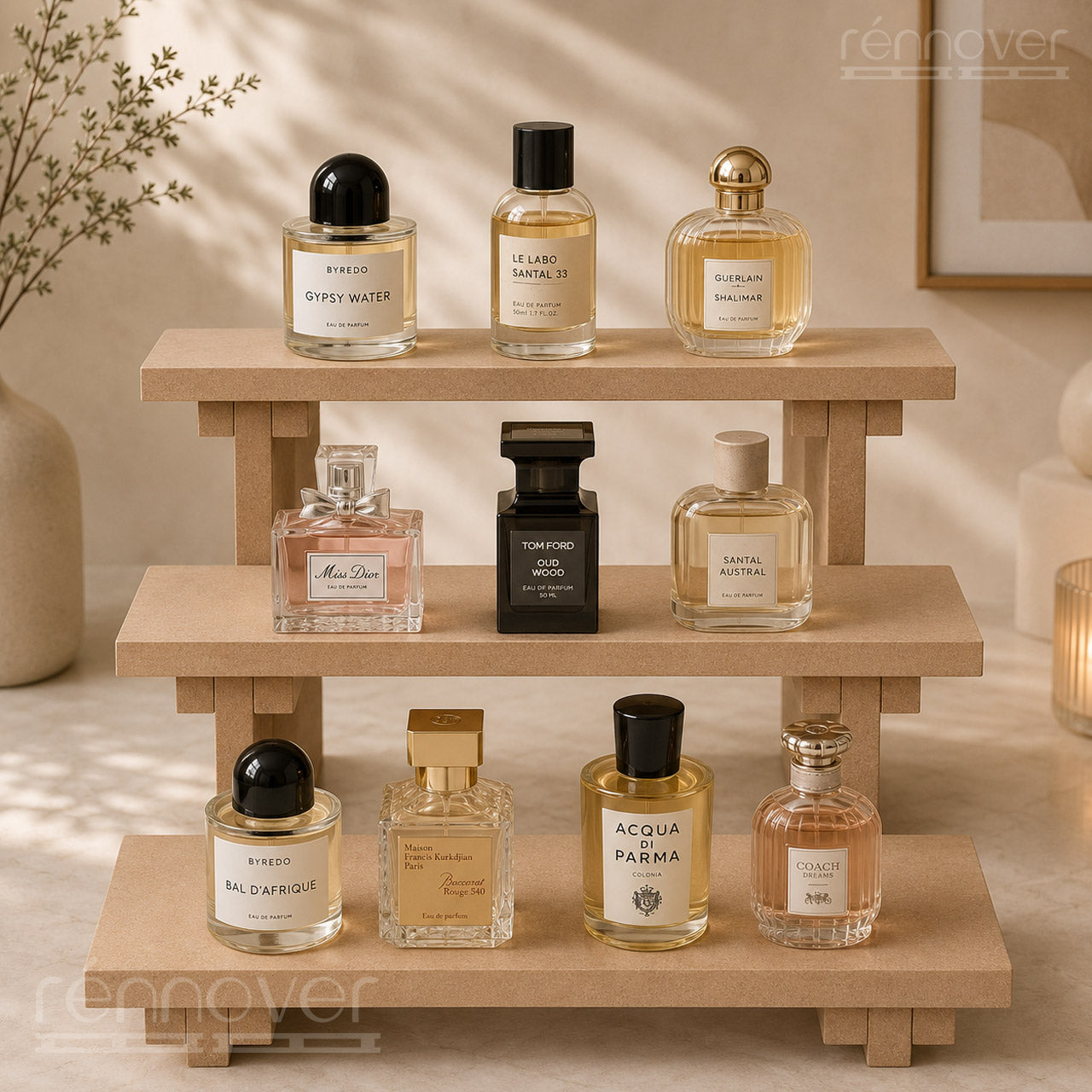 MDF Screw-Free Wooden Display Shelf | 3-Tier Detachable Large Rack for Exhibition & Popups