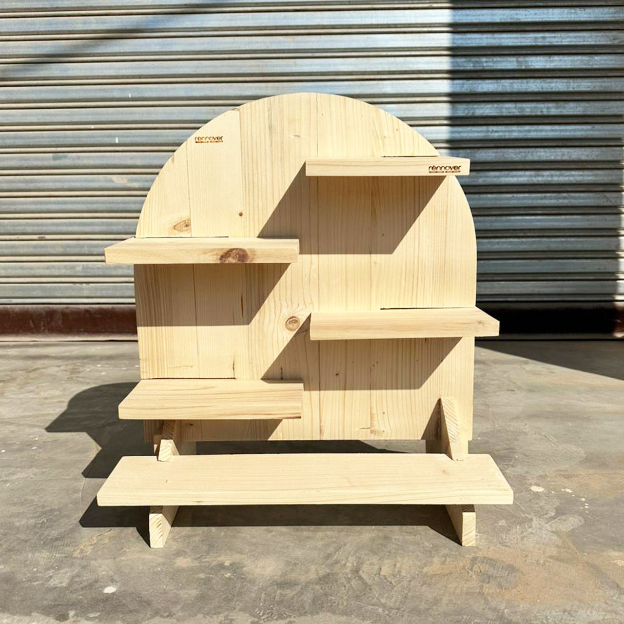 Oval Shape Multi-Shelf Wooden Display Stand 5 Small + 2 Large Shelves for Events & Cafés