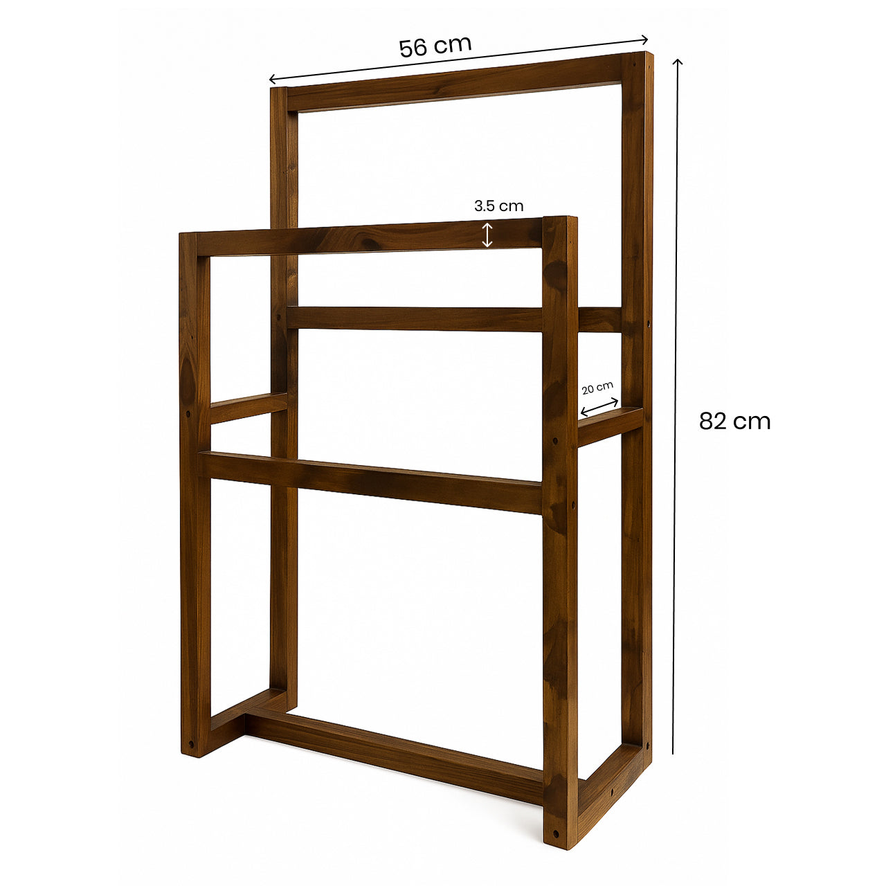 Wooden Towel Rack Holder – 2-Tier Freestanding Towel Stand with Bottom Shelf for Bathroom, Hand Towels, Washcloths, Spa & Corners