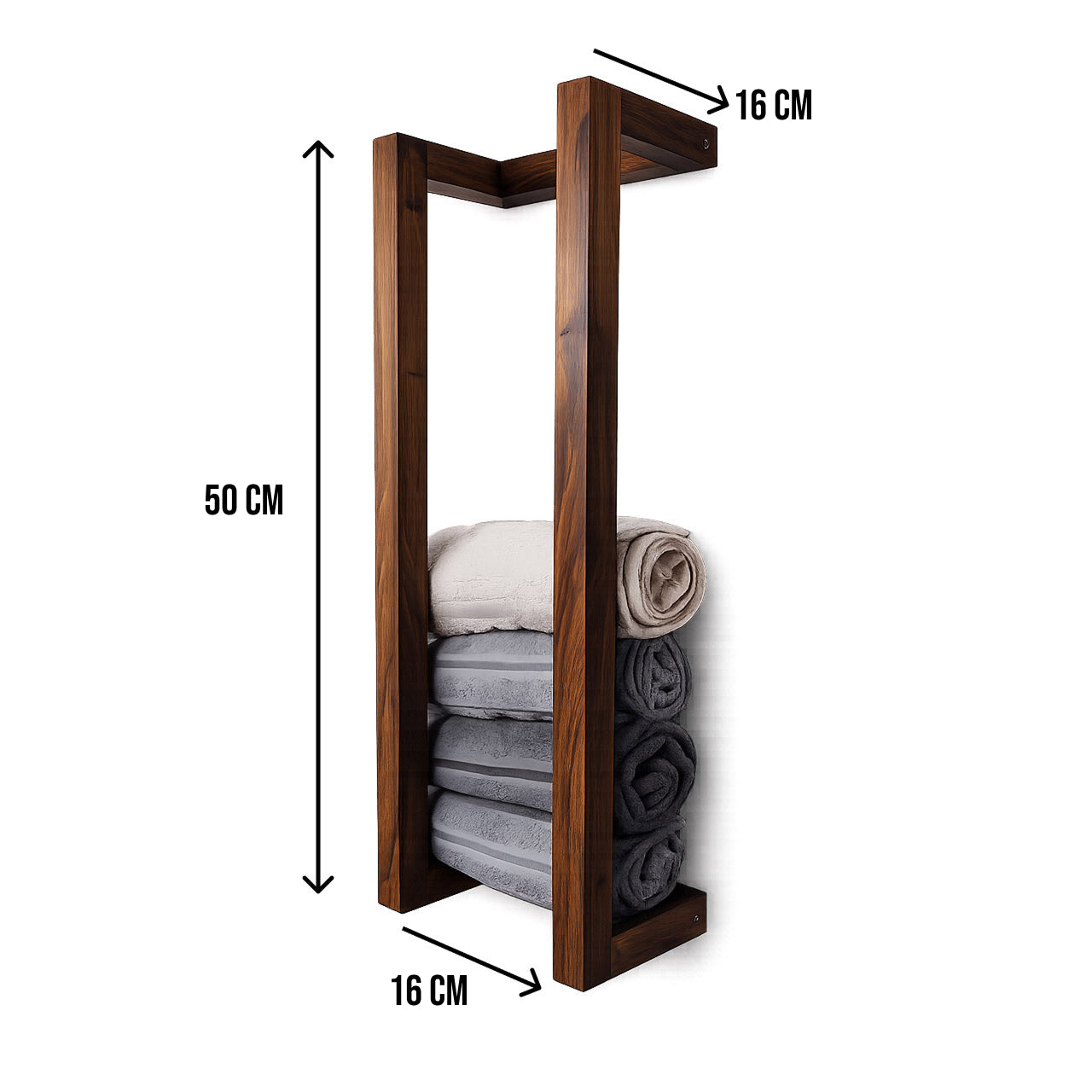 Rustic Wall-Mounted Wooden Towel Rack Set of 2 for Bathroom Storage