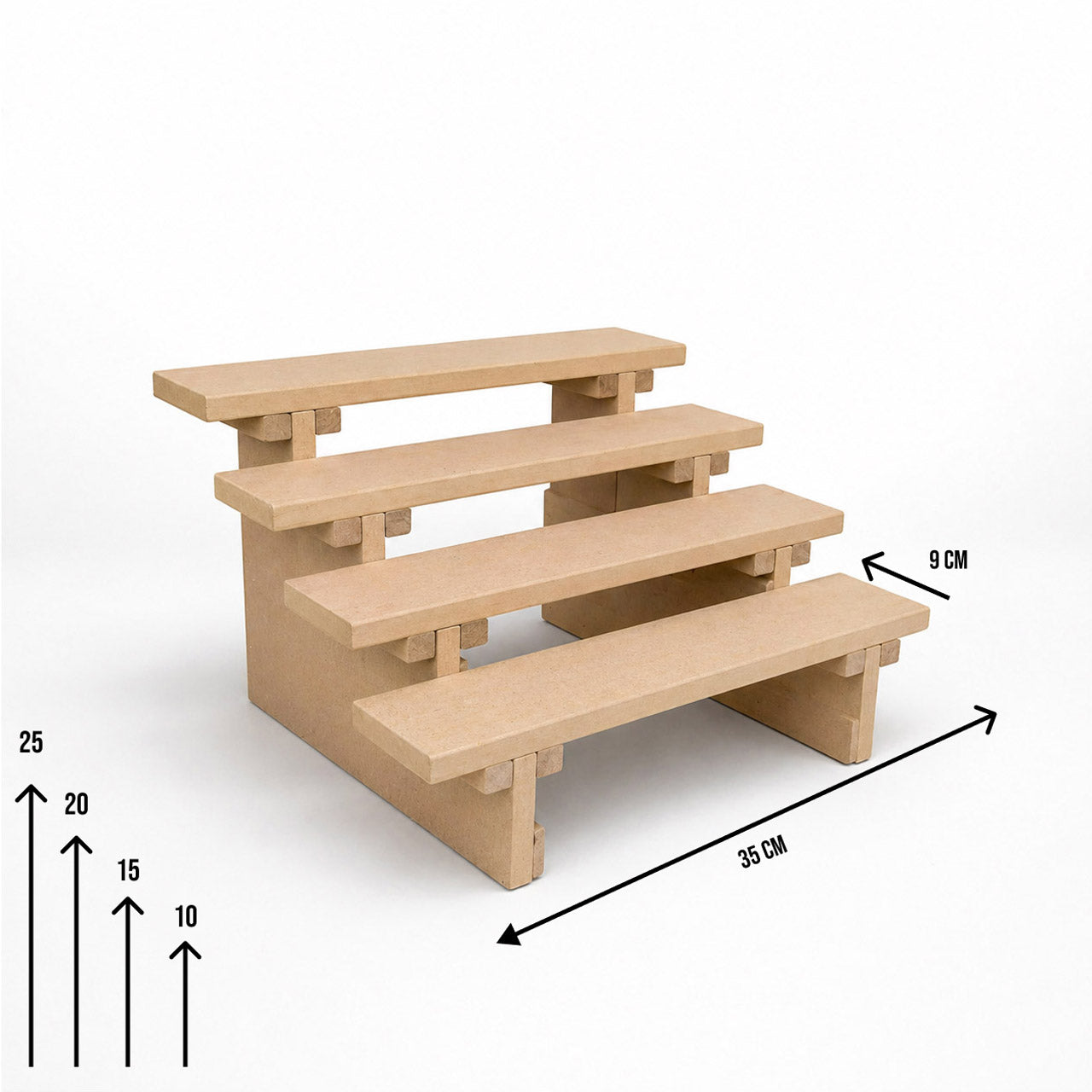MDF Screw-Free Wooden Display Shelf | 4-Tier Detachable Small Rack for Exhibition & Popups