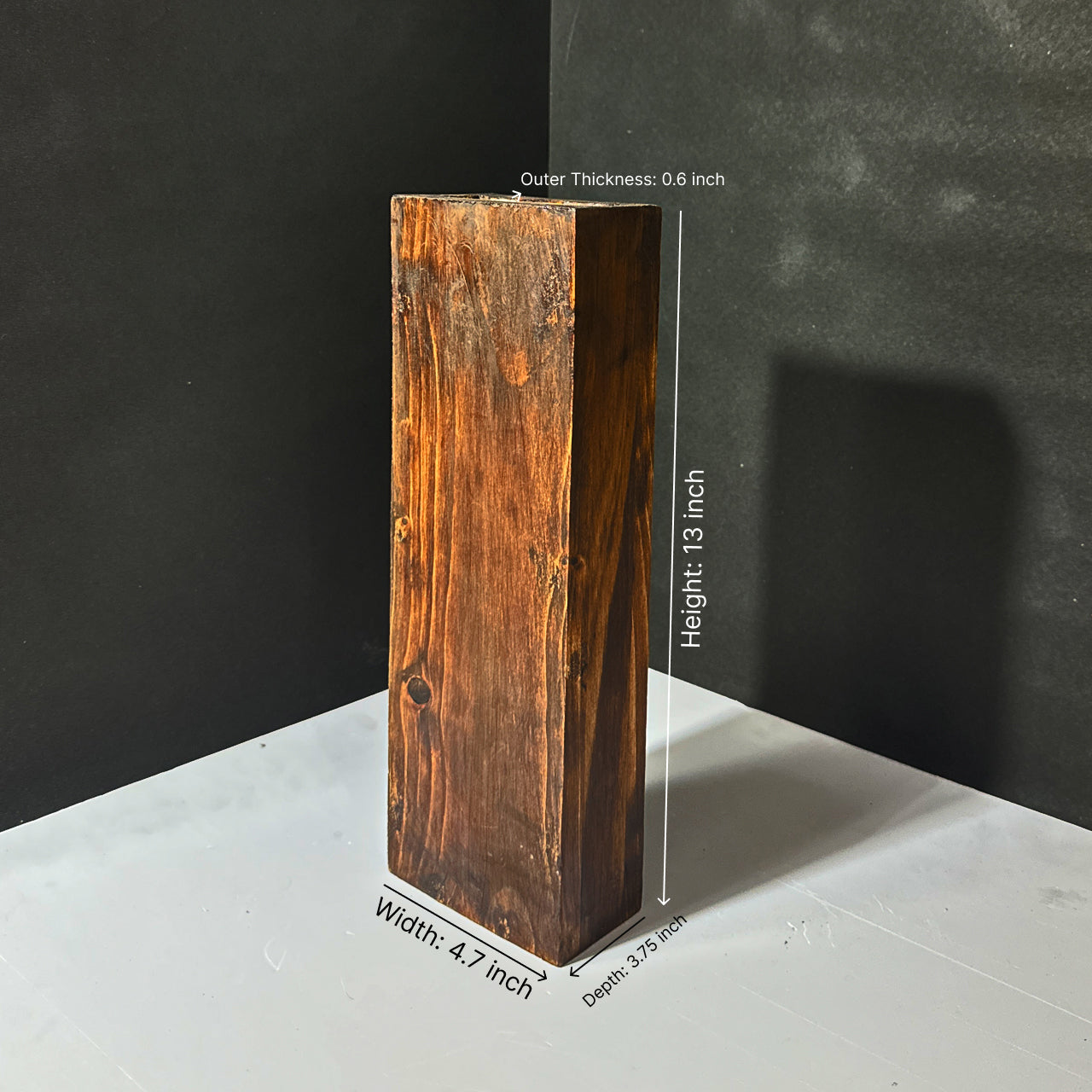 Rustic Pinewood Long Vase | Handcrafted Wooden Flower Holder for Home & Office Décor