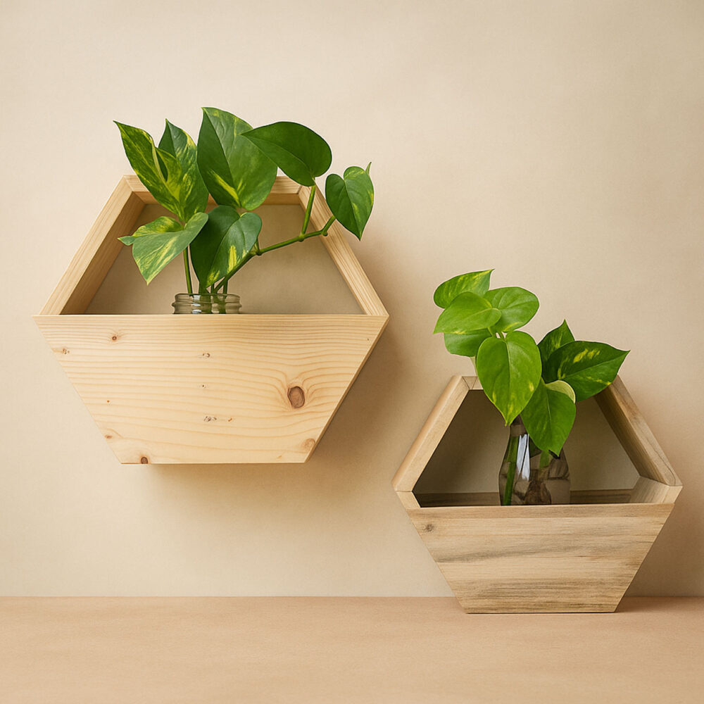 Hexagon wooden basket and gifting box or Plant Stand