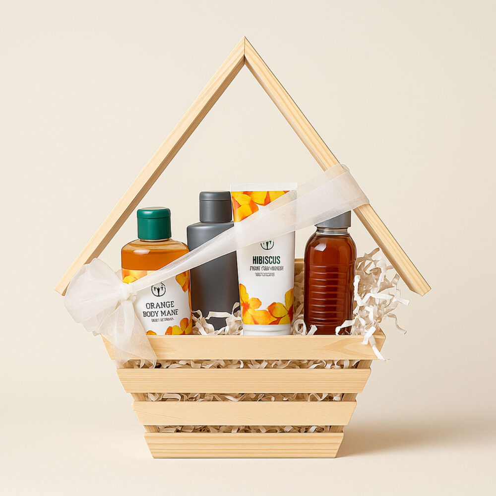 Hut Hamper - Decorative Gifting Basket - Pine Wood