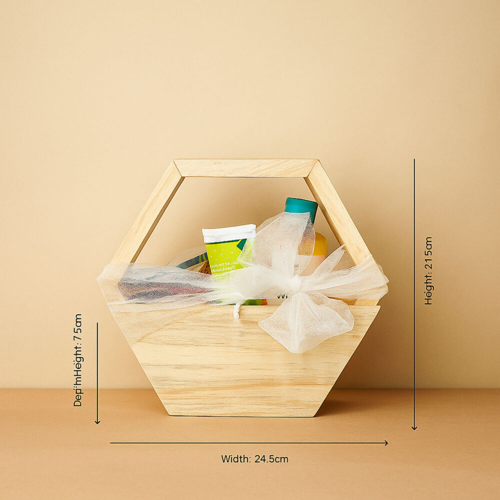 Hexagon wooden basket and gifting box or Plant Stand - Image 4