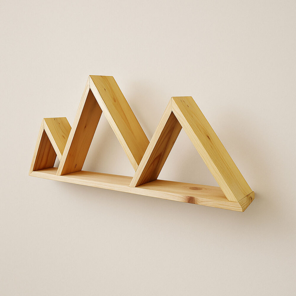 Mountain Floating Wall Shelf | Premium Pine Wood Shelving | Rustic Triangle Design for Home, Cabin, Bedroom, Nursery & Living Room Décor - Image 2