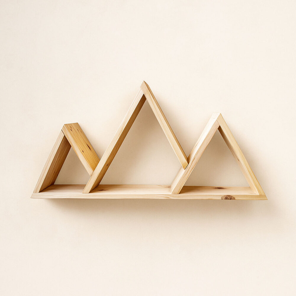 Mountain Floating Wall Shelf | Premium Pine Wood Shelving | Rustic Triangle Design for Home, Cabin, Bedroom, Nursery & Living Room Décor - Image 3