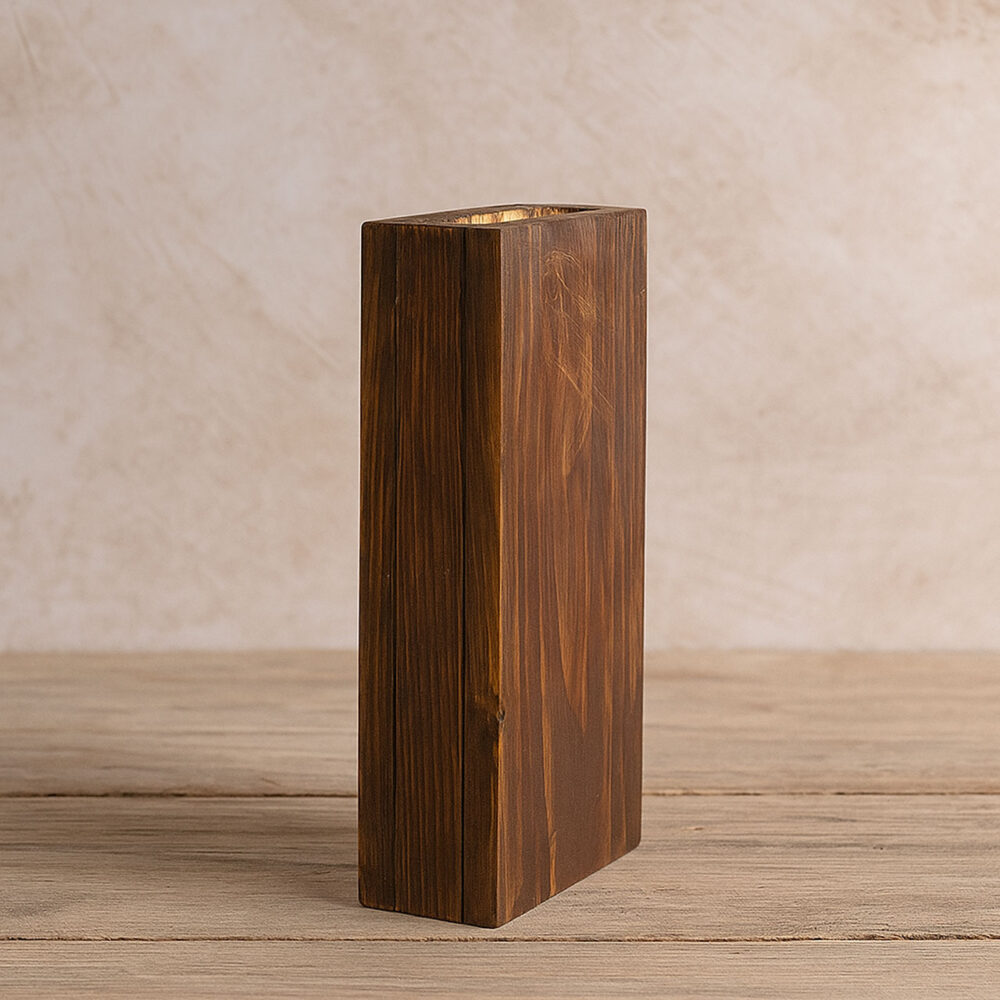 Rustic Pinewood Small Vase | Handcrafted Wooden Flower Holder for Home & Office Décor - Image 2
