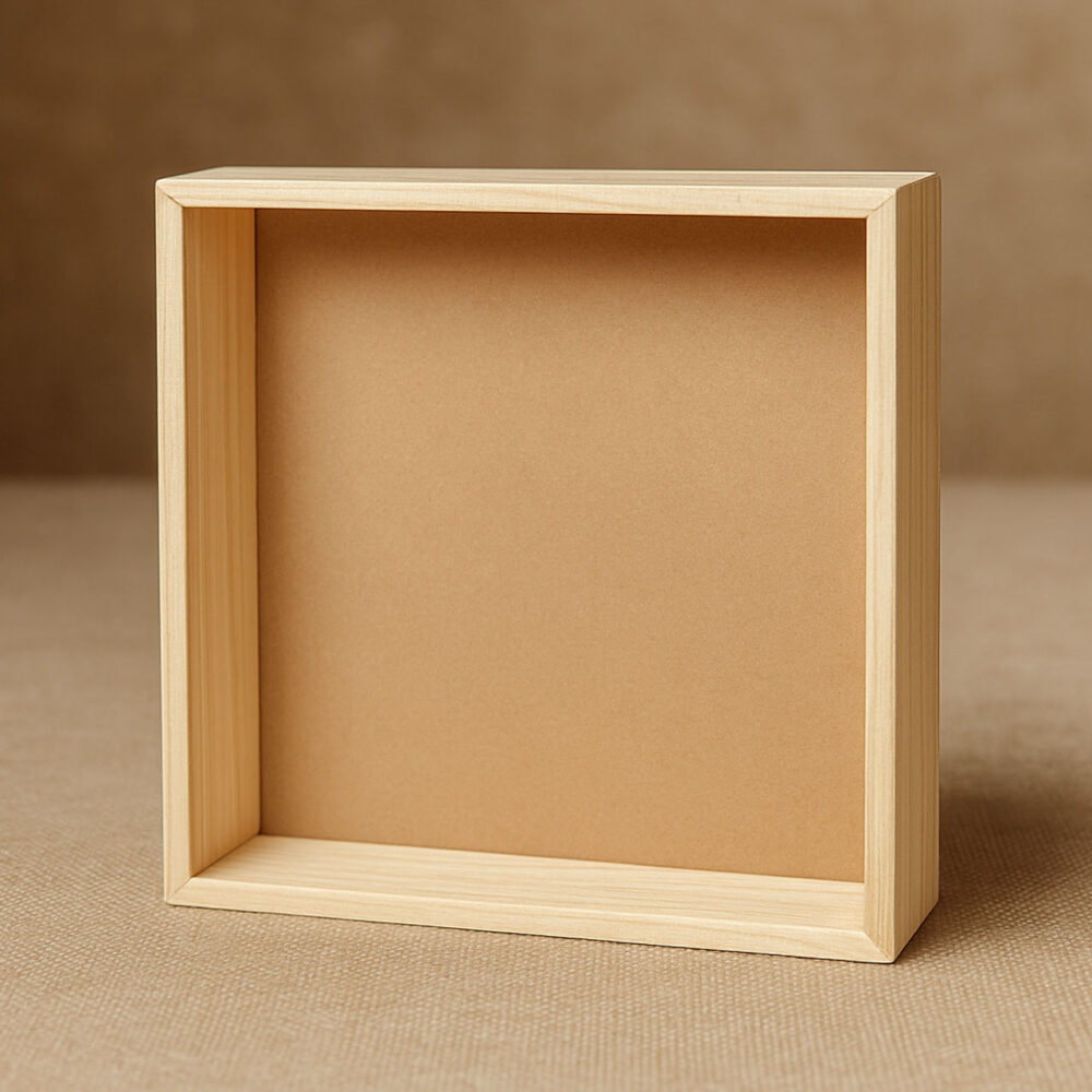Rennover Pinewood Decorative Gift Basket – Square Wooden Hamper Tray (20cm x 20cm x 6cm) for Gifting & Home Décor - Image 4
