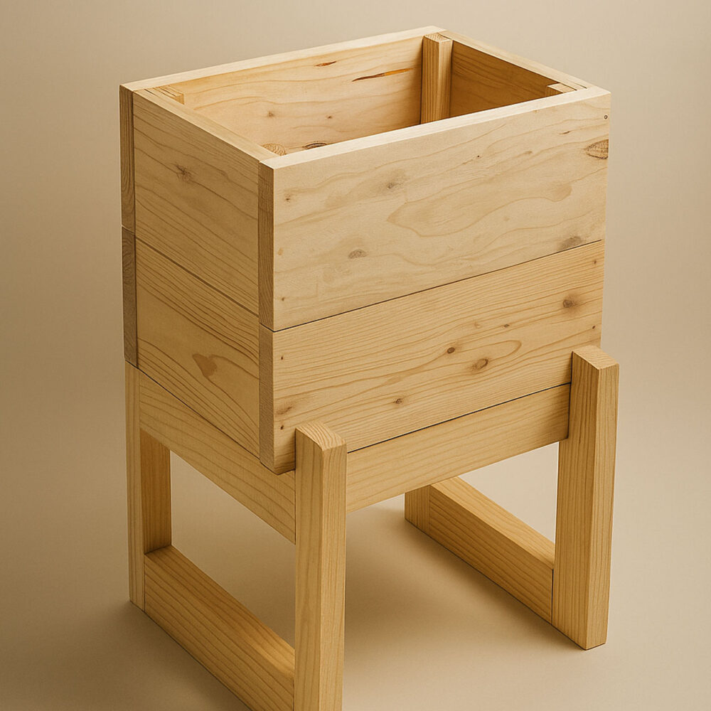 Handcrafted Pinewood Planter with Stand – Solid Wood, Water-Resistant & Stylish for Home & Office - Image 2