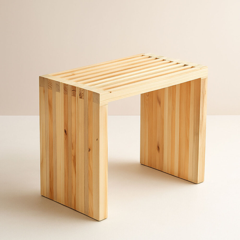 Pinewood Modern Stool – Small Wooden Seat for Indoor & Outdoor Use