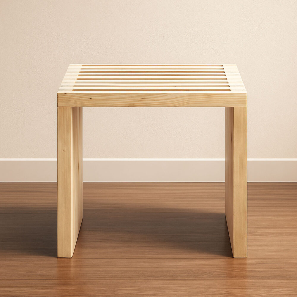 Pinewood Modern Stool – Small Wooden Seat for Indoor & Outdoor Use - Image 2