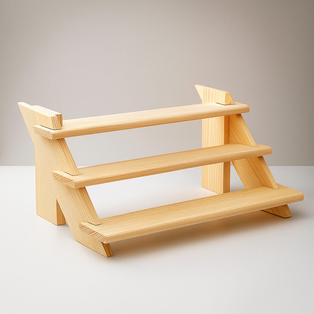 Collapsible Wooden Staircase Display Stand – 3-Tier Customizable Organizer for Craft Fairs & Artisan Markets - Image 2