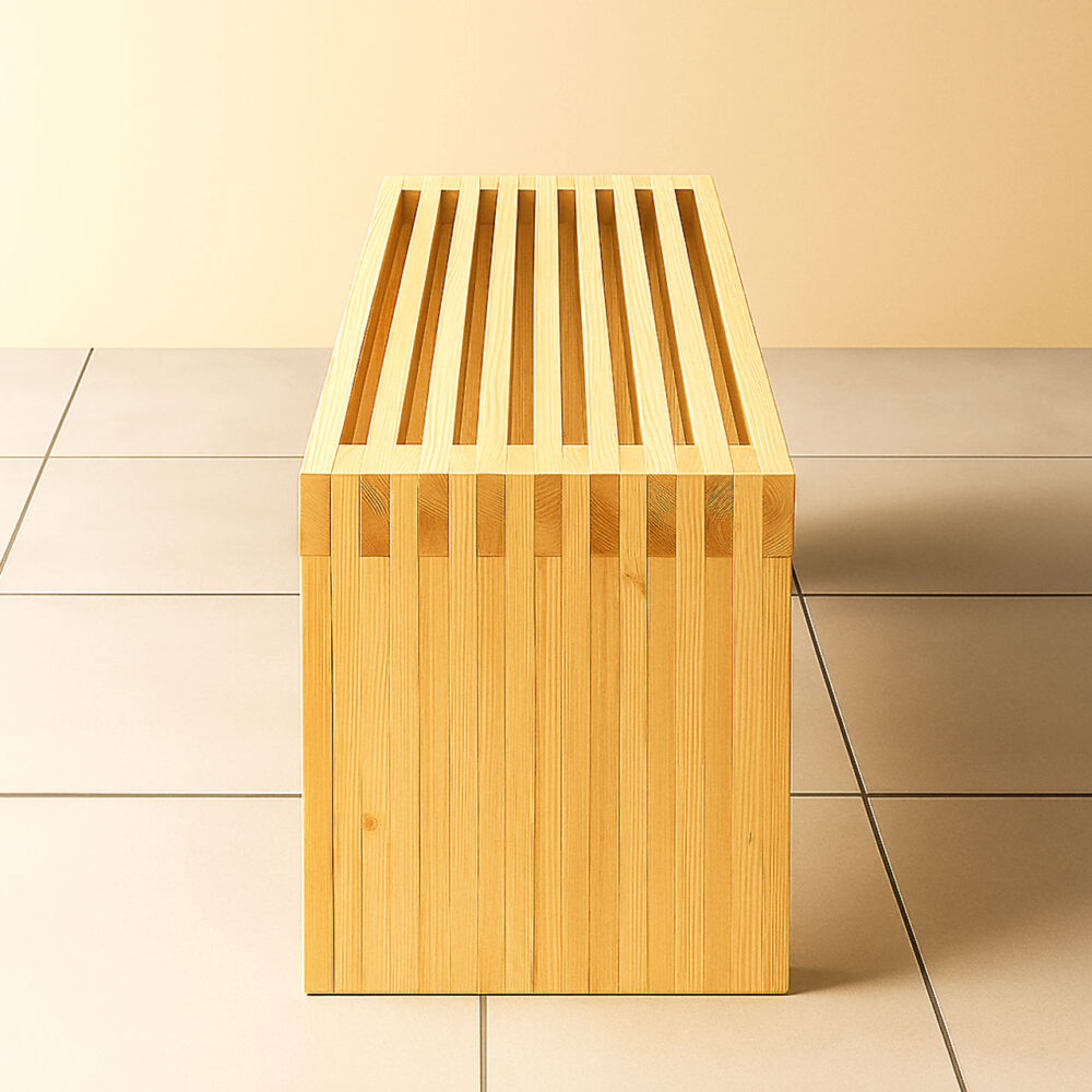Large Wooden Slatted Bench – Solid Pine 2-Seater with Cedar Finish for Outdoor & Indoor Use - Image 3