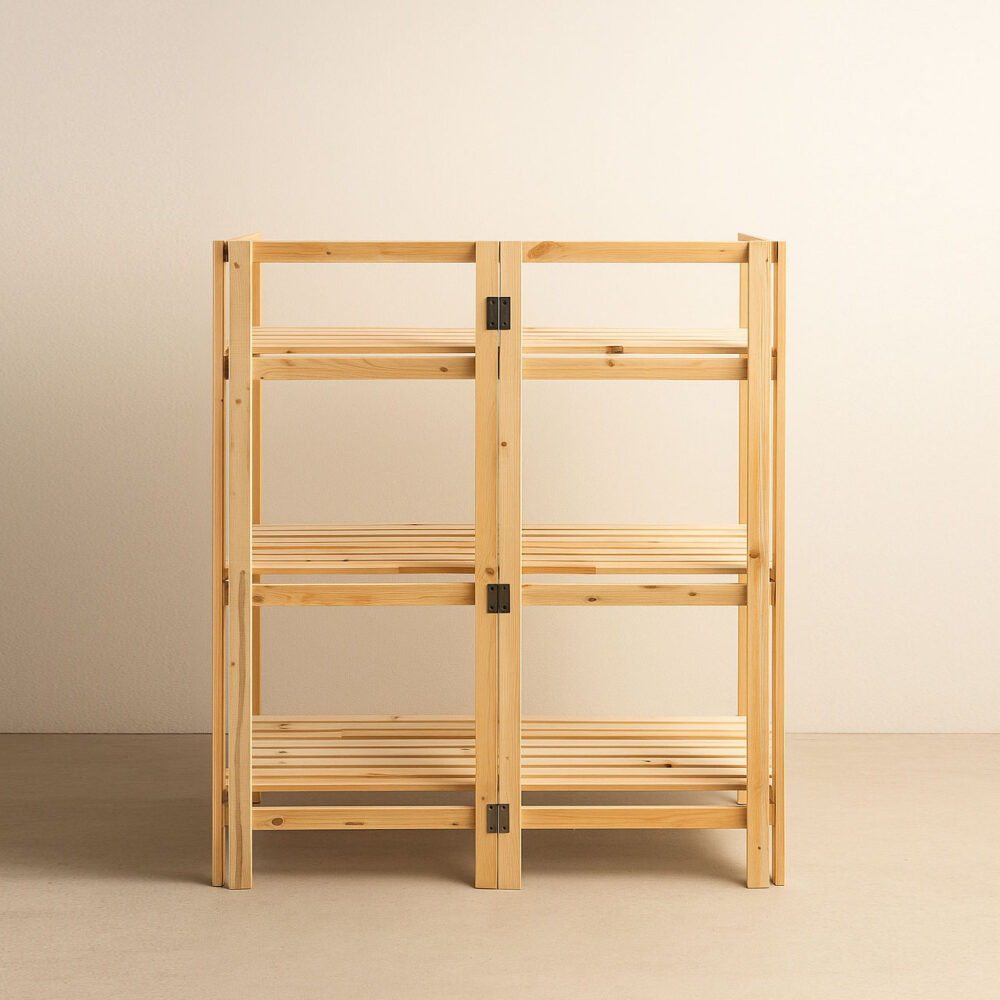 Mega Flip Foldable Wooden Display Shelf – 3-Tier Portable Rack for Craft Fairs & Exhibitions - Image 3