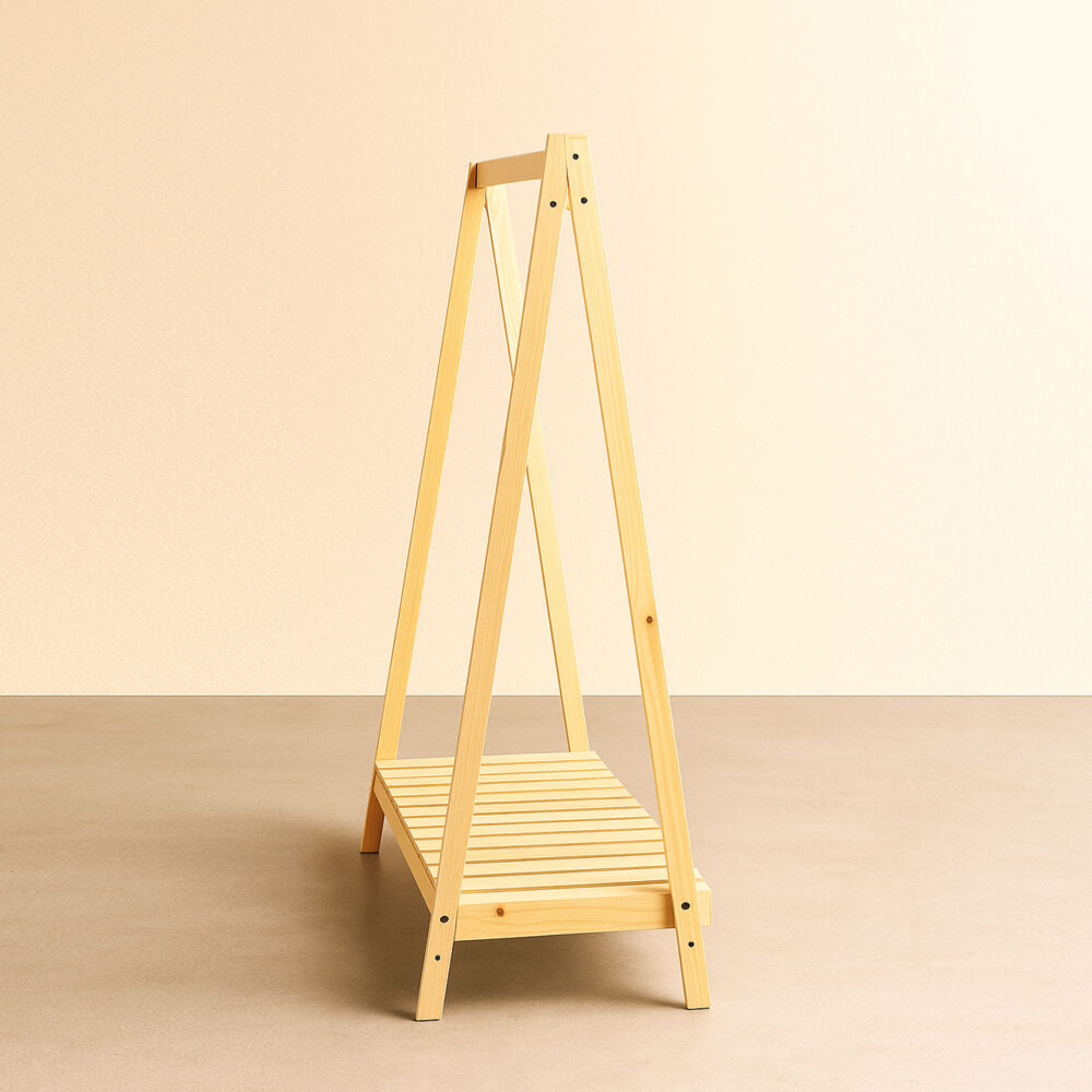 Open Closet Style Wooden Rack – Portable Clothing Display Stand with Storage Slab | Rennover - Image 4
