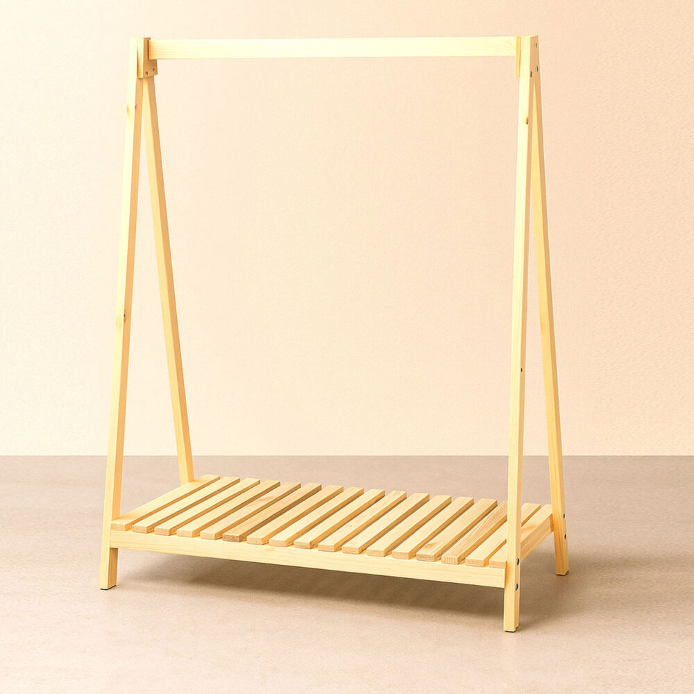 Open Closet Style Wooden Rack – Portable Clothing Display Stand with Storage Slab | Rennover - Image 5