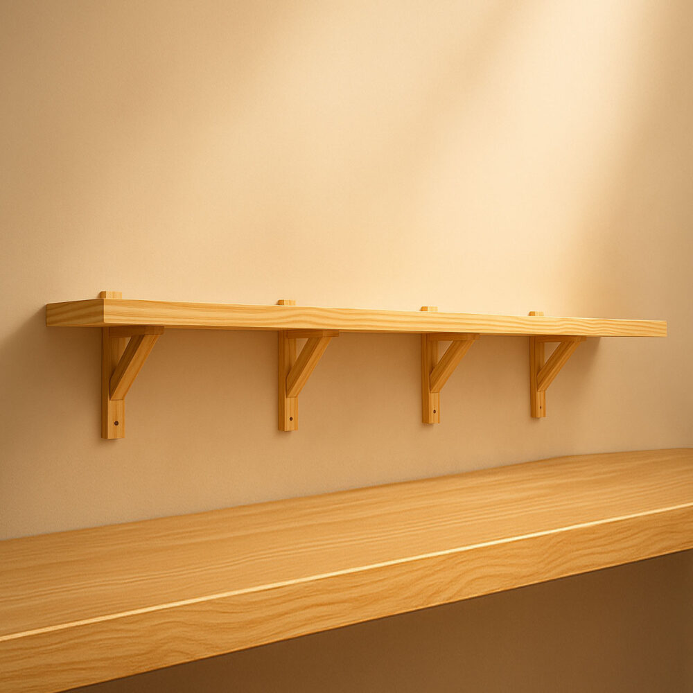Wall Mounted Plant Pot Holders | Wood Bracket Small | Wooden Shelf Bracket | Set of 2 - Image 4